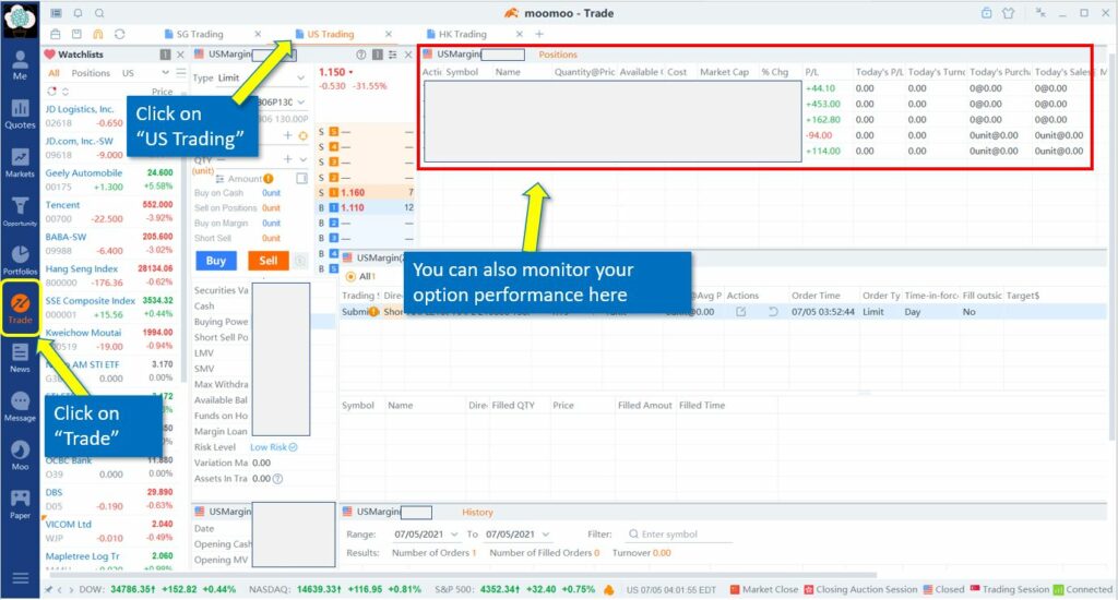 How to trade option on Moomoo desktop 