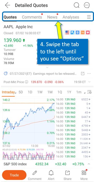 How to trade option on Moomoo mobile 