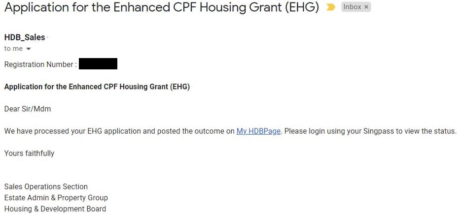 EHG Approval in the email