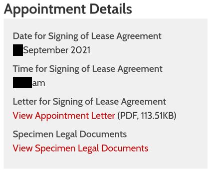 Notification of second appointment (2) in HDB portal