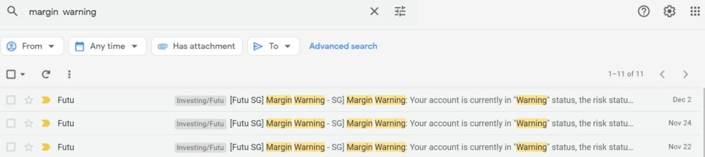 Options Trading Recap November 2021 - Margin call warning