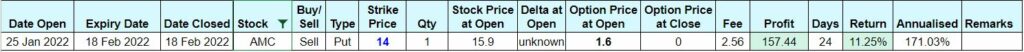 Options Trading Recap February 2022 - AMC