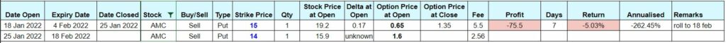 Options Trading Recap January 2022 - AMC