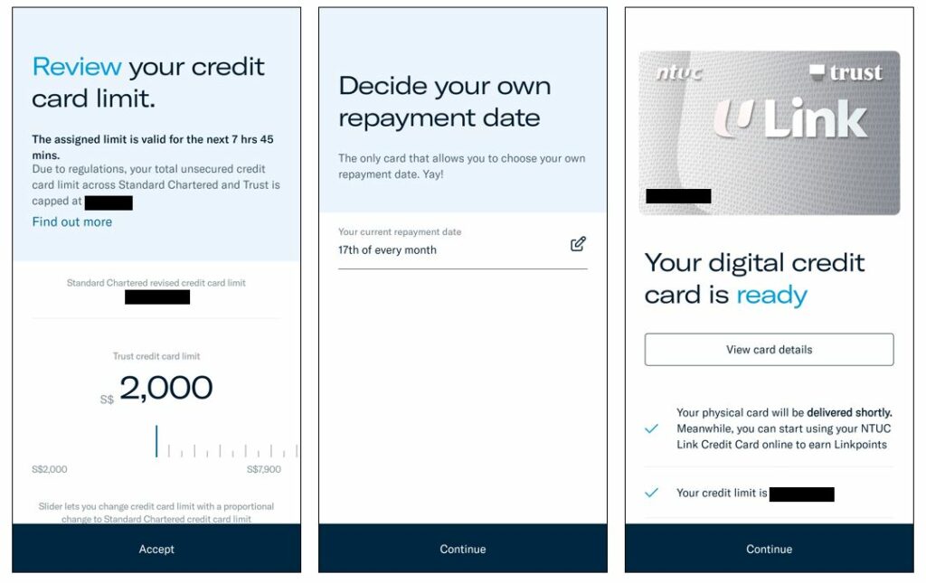 Trust Bank - Setting Limit and Repayment Date