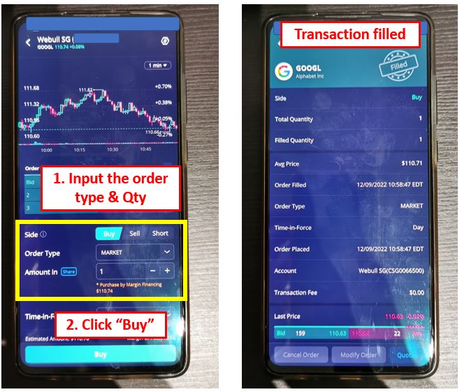 Webull - How to buy stock